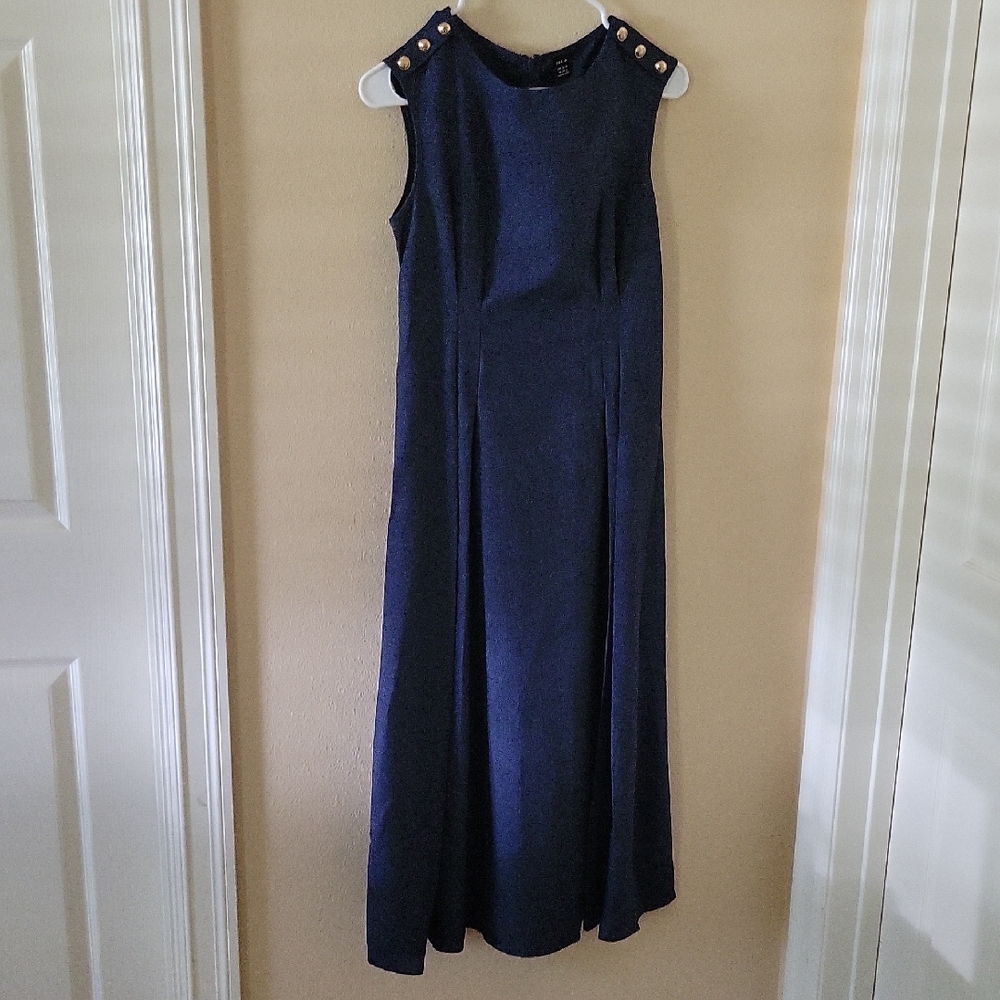 SHEIN Blue Embellished Sleeveless Maxi Dress